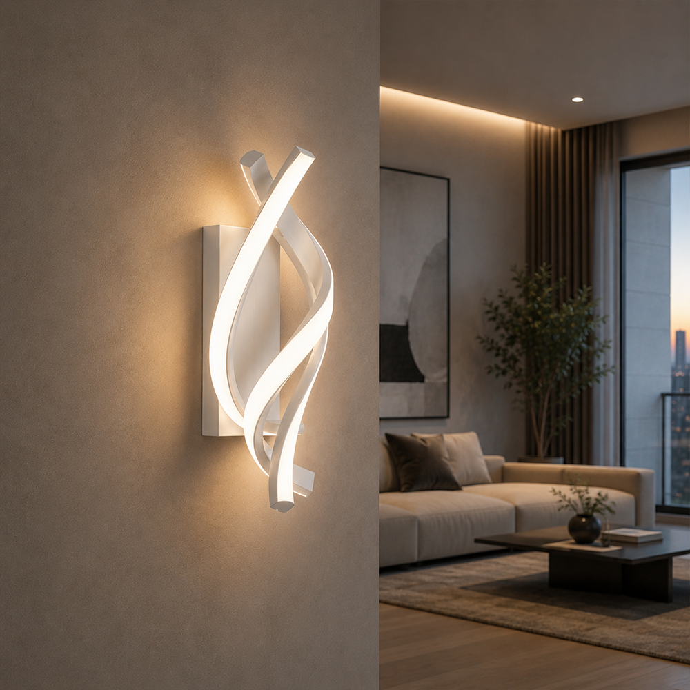Aplică de perete LED albă, cu sursă de lumină integrată