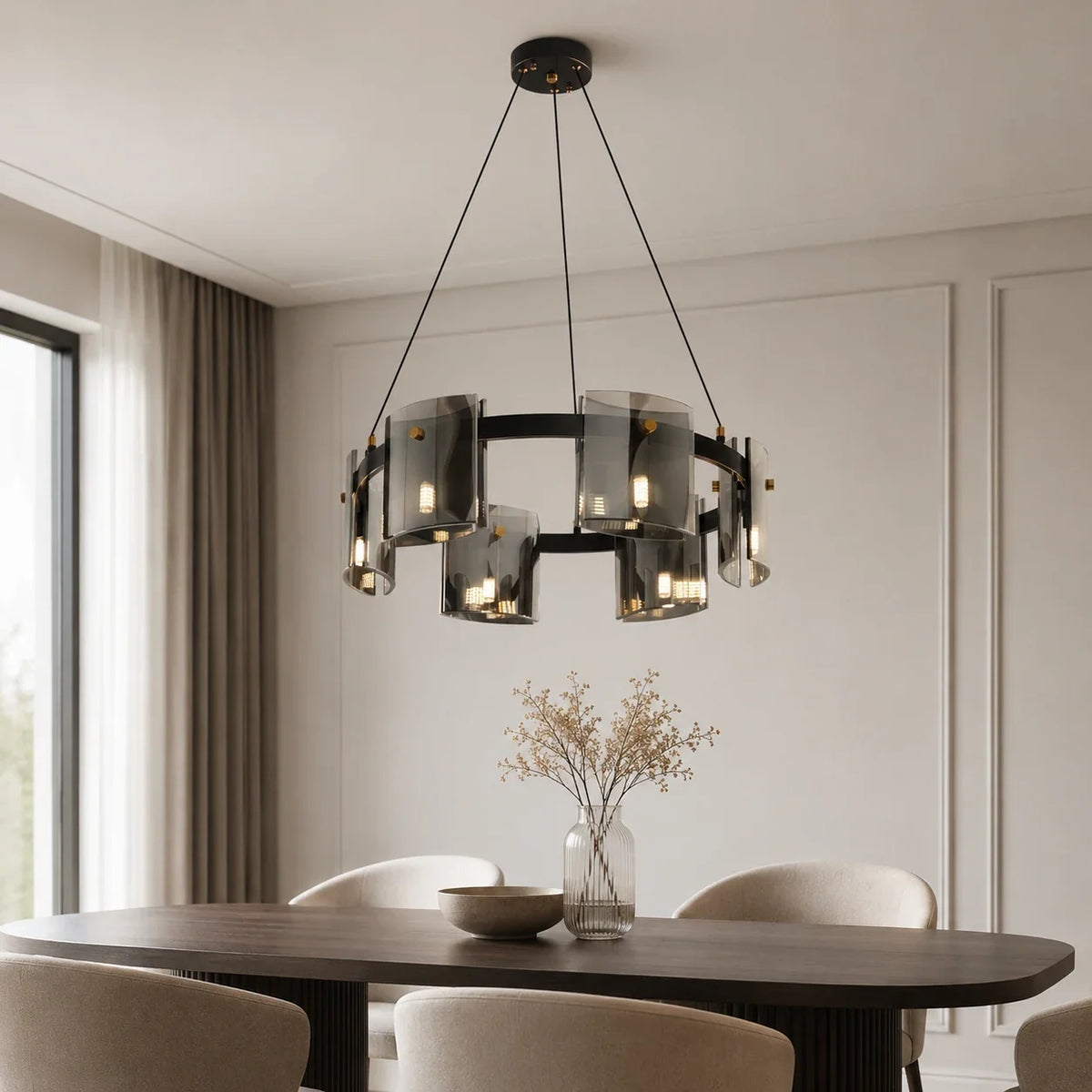 Candelabru Modern, Valmontreux Largo, 6xG9, Diametru 60cm, Negru, Inaltime Reglabila, imaginea 2