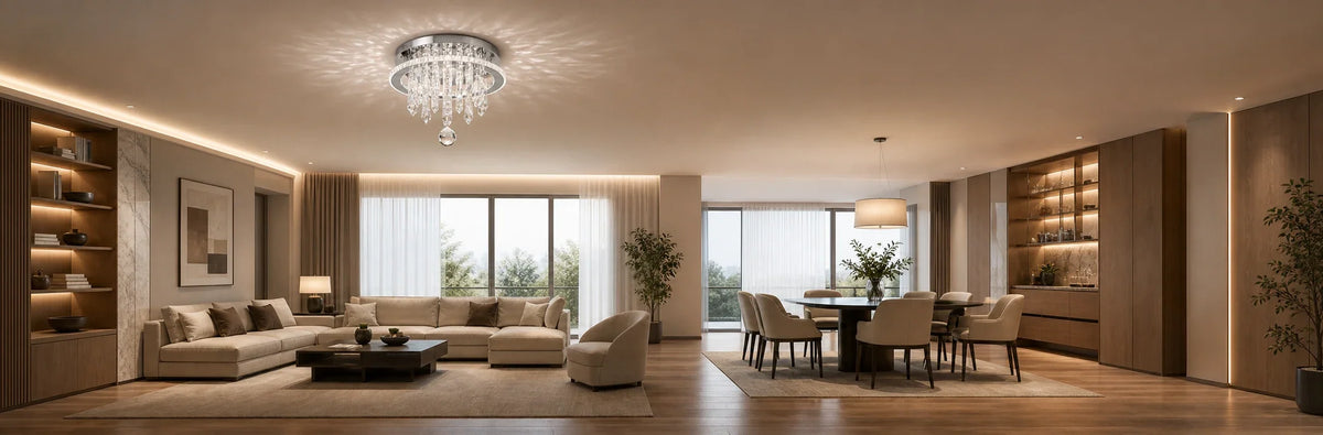 Candelabru LED Alberico Rotund, 17W, Lumina Rece/Calda/Neutra, Cristal, Crom Lucios, imaginea 1
