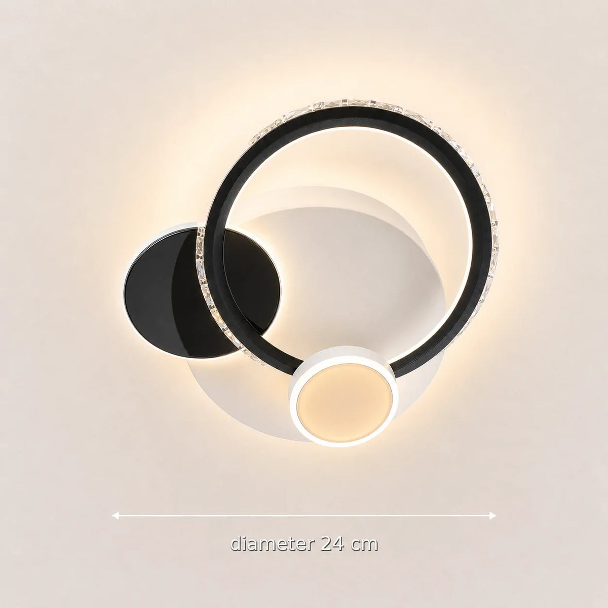 Lustra LED cu cristal PRISMIQ 45W, 3 Cercuri, lumina Rece/Calda/Neutra, Negru, imaginea 8