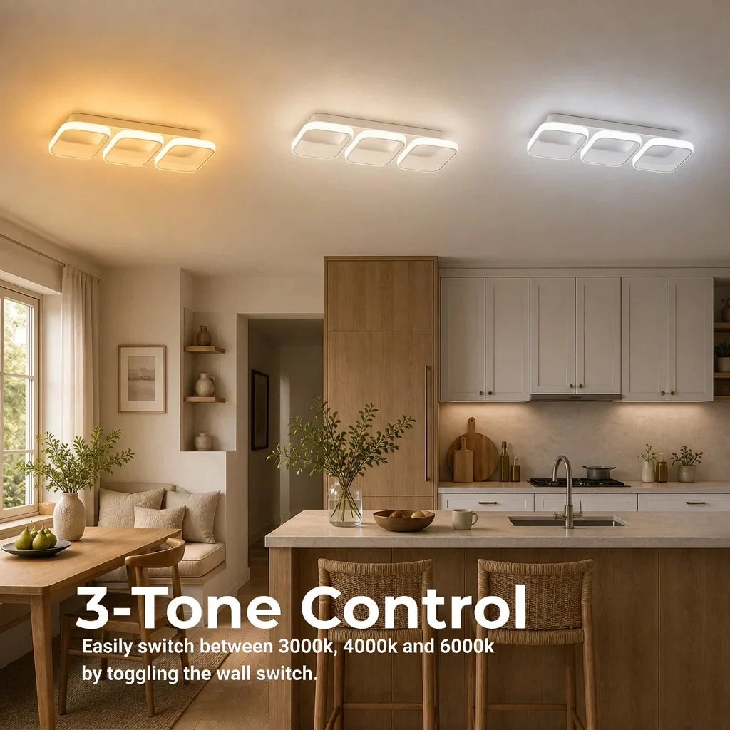Lustra LED VERTEX 34W, 3 Patrate, Liniara, lumina Rece/Calda/Neutra, Alb, imaginea 2