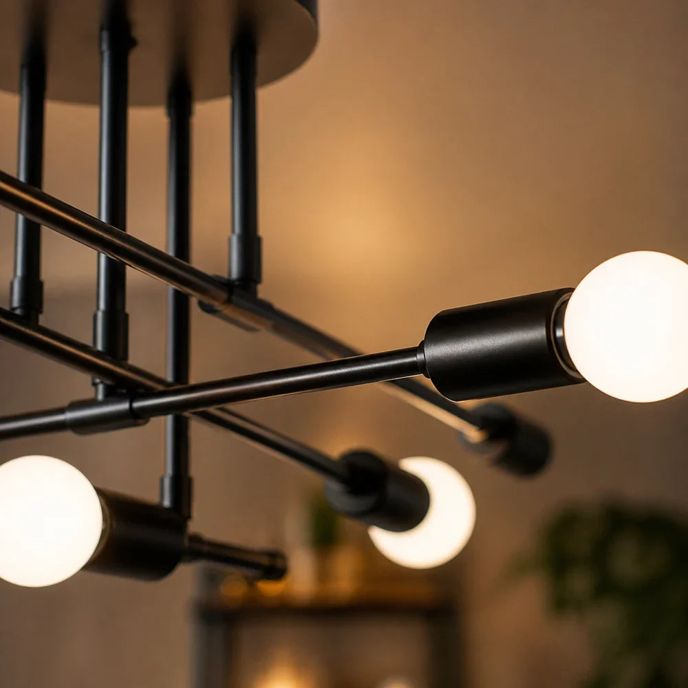 Lustra Clasica Modernist Octa, 8x E27, Negru, Design Modern, Metal, Fara Abajur, imaginea 2