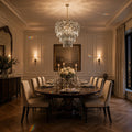 Candelabru Cristal WINDSOR Petito 3xE14, Diametru 29cm, Crom Lucios, Inaltime Reglabila