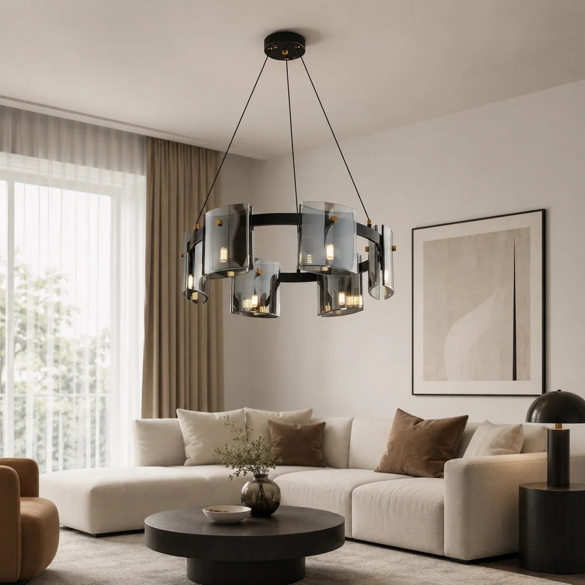 Candelabru Modern, Valmontreux Largo, 6xG9, Diametru 60cm, Negru, Inaltime Reglabila, imaginea 3