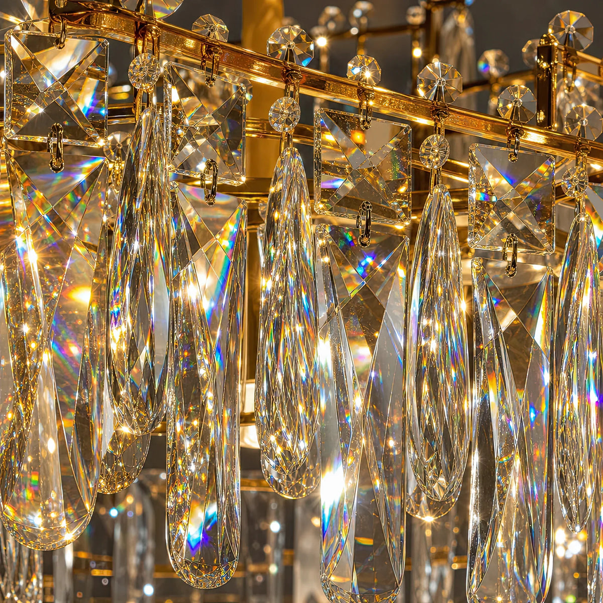 Candelabru Cristal TOPKAPI Nobile 6xE14, Diametru 40cm, Auriu Lucios, Inaltime Reglabila, imaginea 2