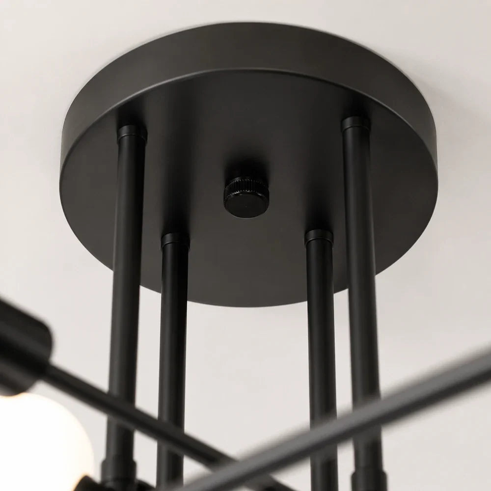 Lustra Clasica Modernist Octa, 8x E27, Negru, Design Modern, Metal, Fara Abajur, imaginea 3