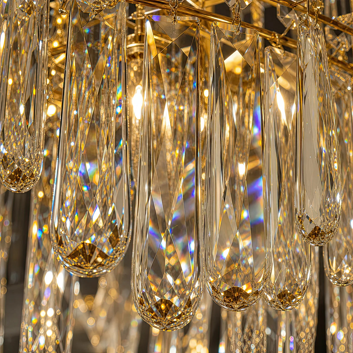 Candelabru Cristal TOPKAPI Nobile 6xE14, Diametru 40cm, Auriu Lucios, Inaltime Reglabila, imaginea 7