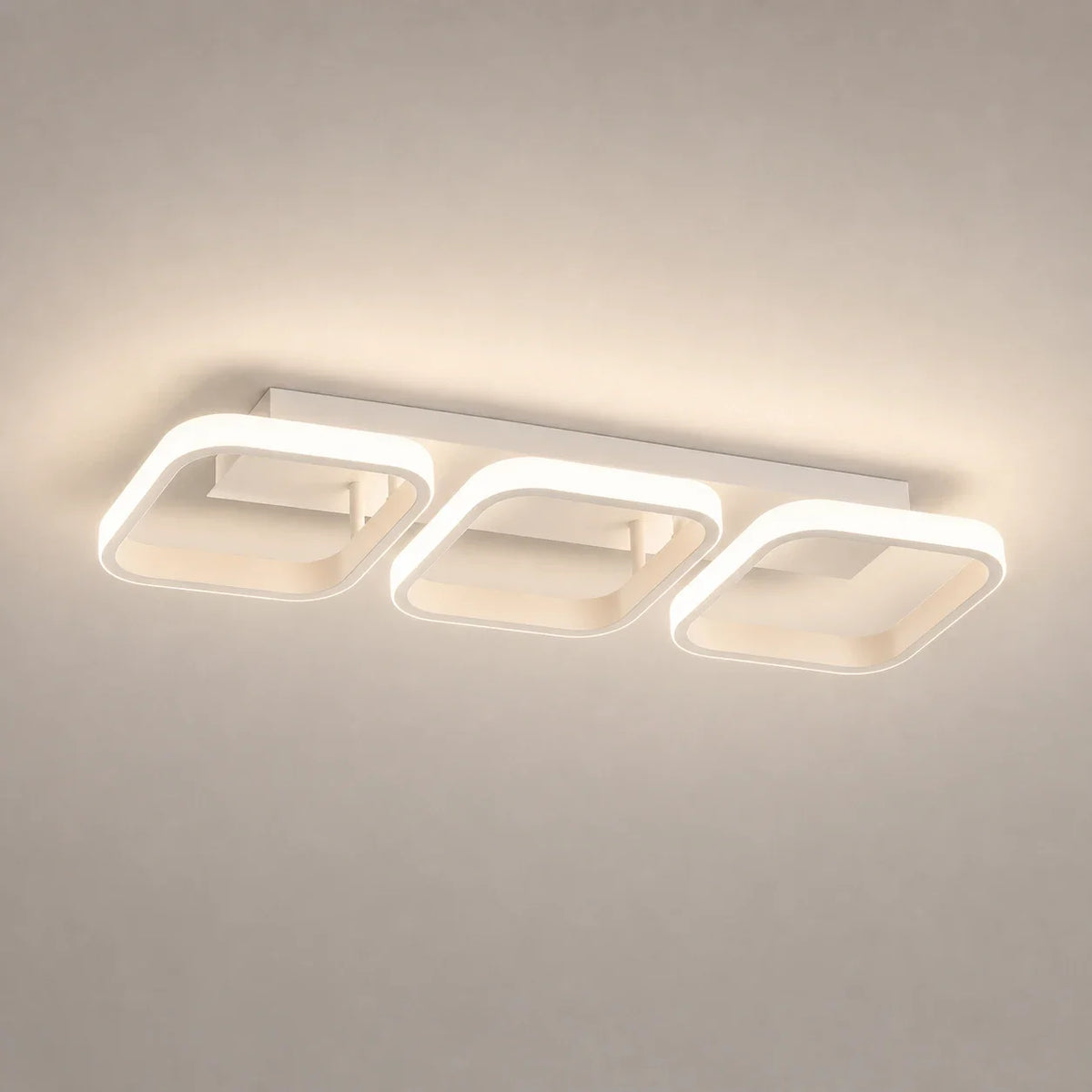 Lustra LED VERTEX 34W, 3 Patrate, Liniara, lumina Rece/Calda/Neutra, Alb, imaginea 1