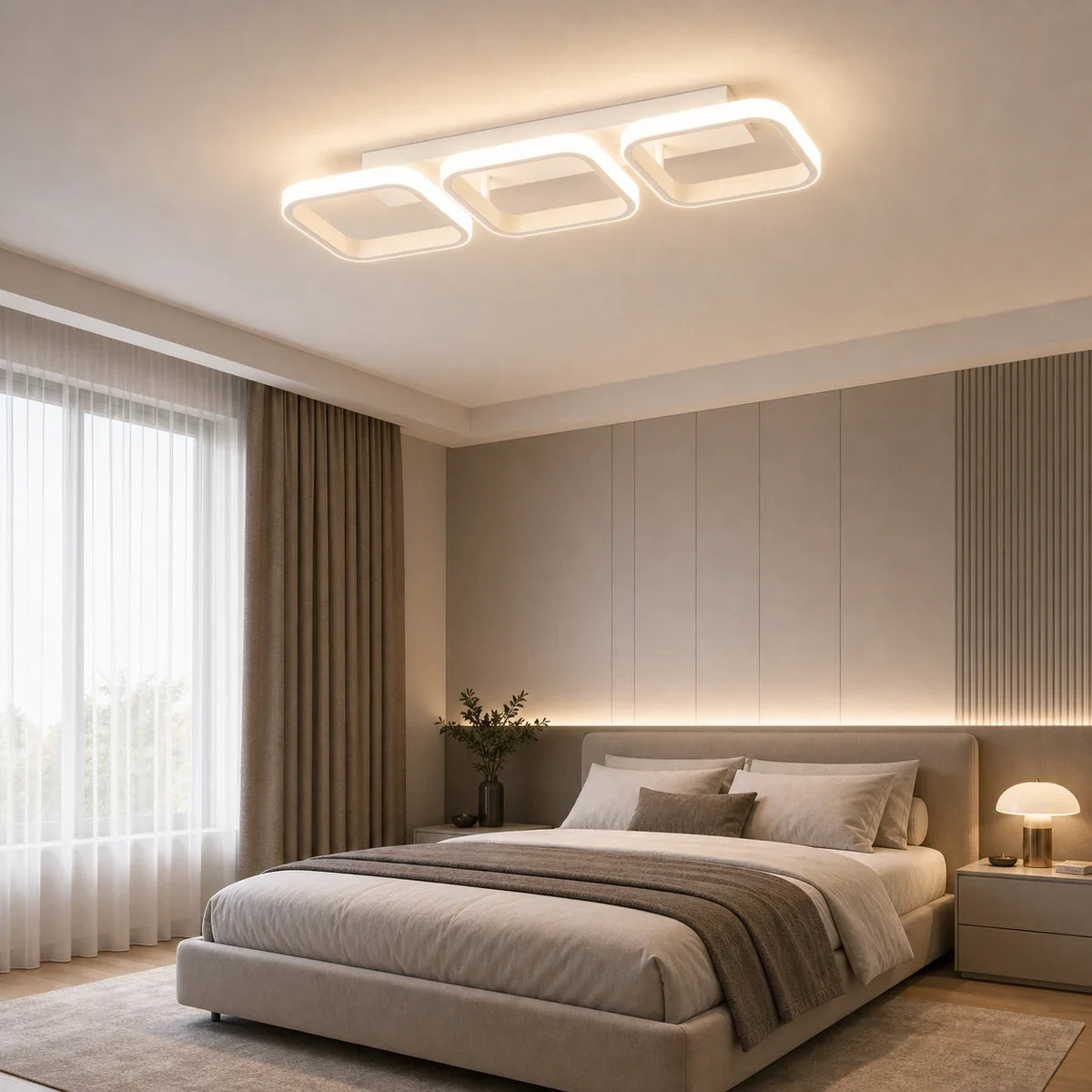 Lustra LED VERTEX 34W, 3 Patrate, Liniara, lumina Rece/Calda/Neutra, Alb, imaginea 5