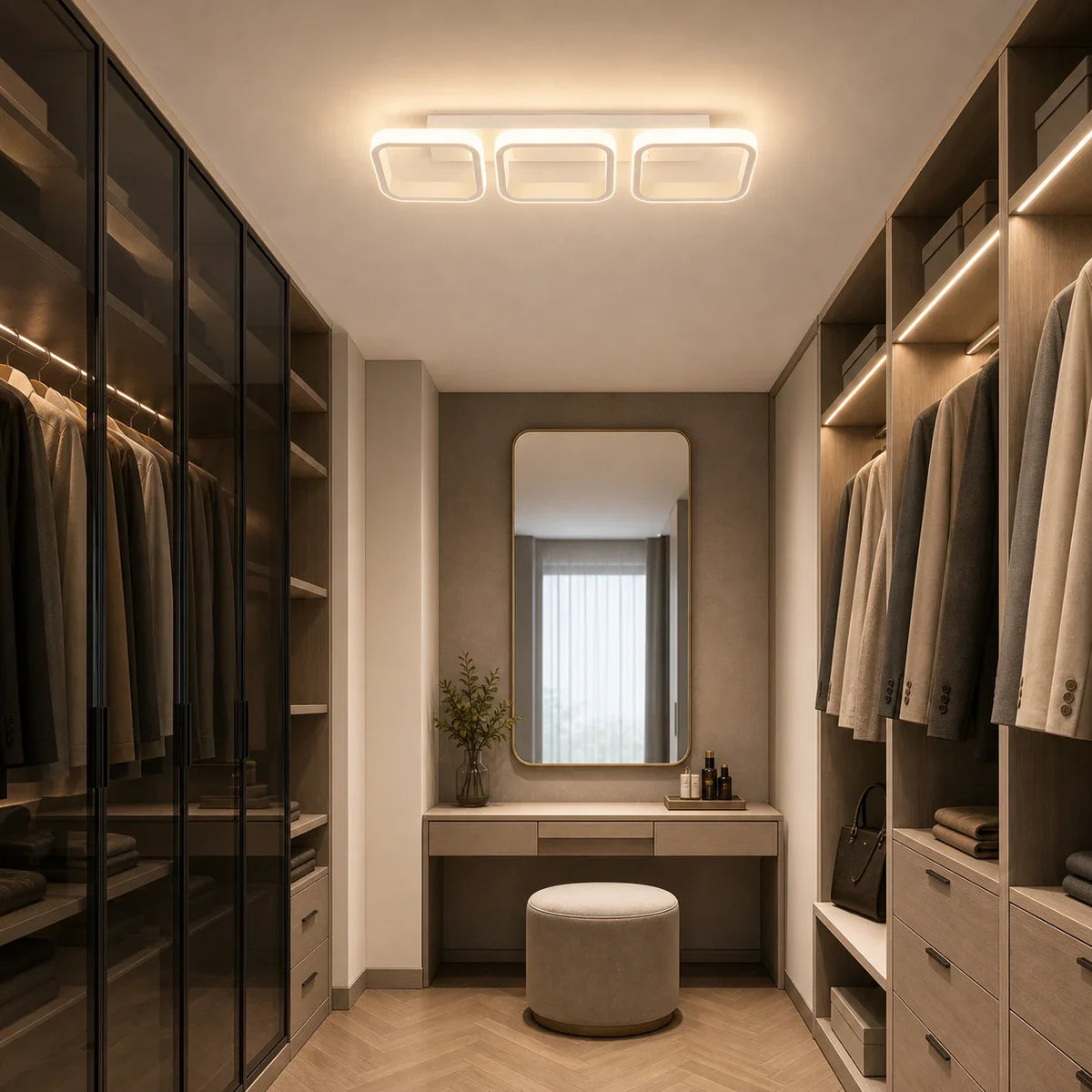 Lustra LED VERTEX 34W, 3 Patrate, Liniara, lumina Rece/Calda/Neutra, Alb, imaginea 6