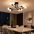 Lustra Clasica Modernist Octa, 8x E27, Negru, Design Modern, Metal, Fara Abajur