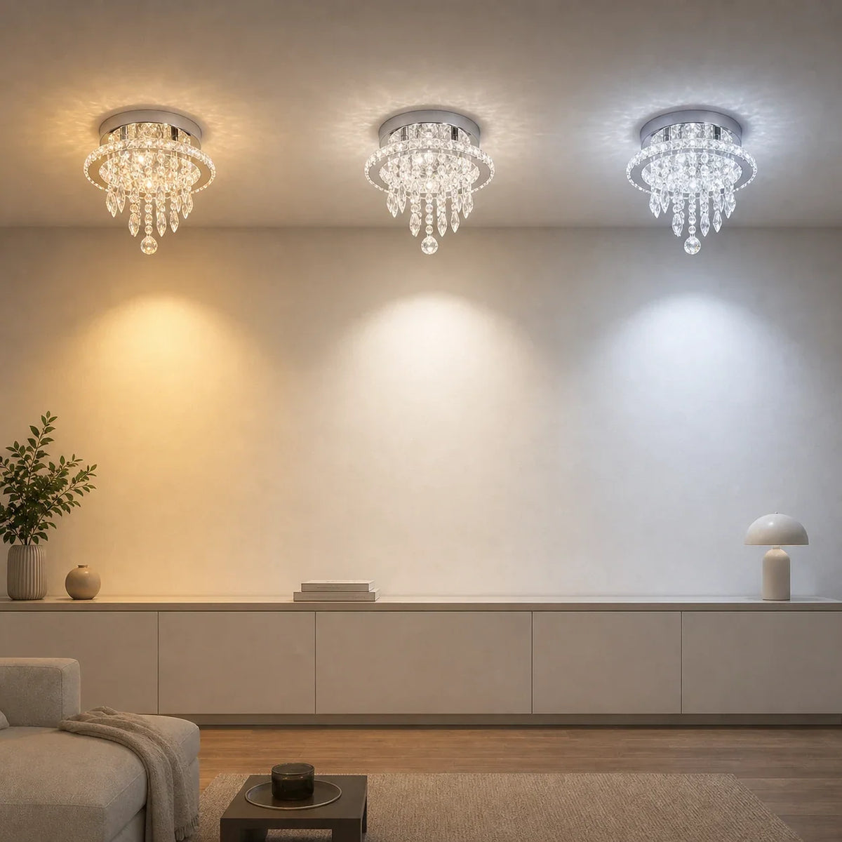 Candelabru LED Alberico Rotund, 17W, Lumina Rece/Calda/Neutra, Cristal, Crom Lucios, imaginea 11