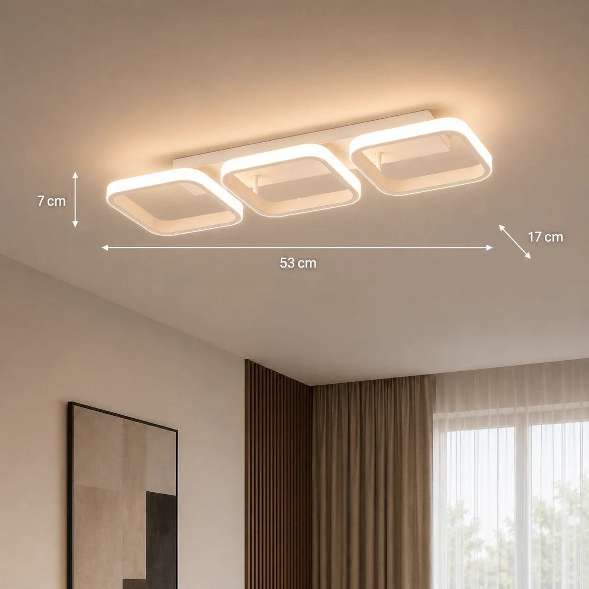 Lustra LED VERTEX 34W, 3 Patrate, Liniara, lumina Rece/Calda/Neutra, Alb, imaginea 8