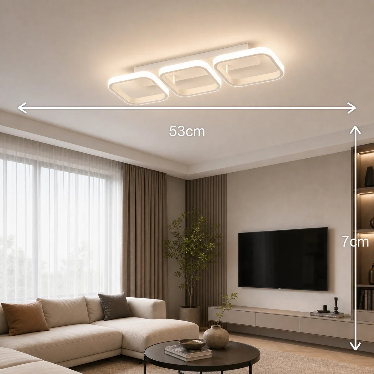Lustra LED VERTEX 34W, 3 Patrate, Liniara, lumina Rece/Calda/Neutra, Alb, imaginea 9