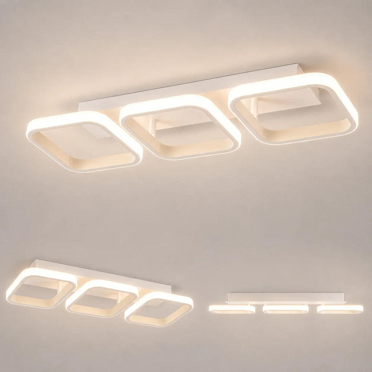 Lustra LED VERTEX 34W, 3 Patrate, Liniara, lumina Rece/Calda/Neutra, Alb, imaginea 10