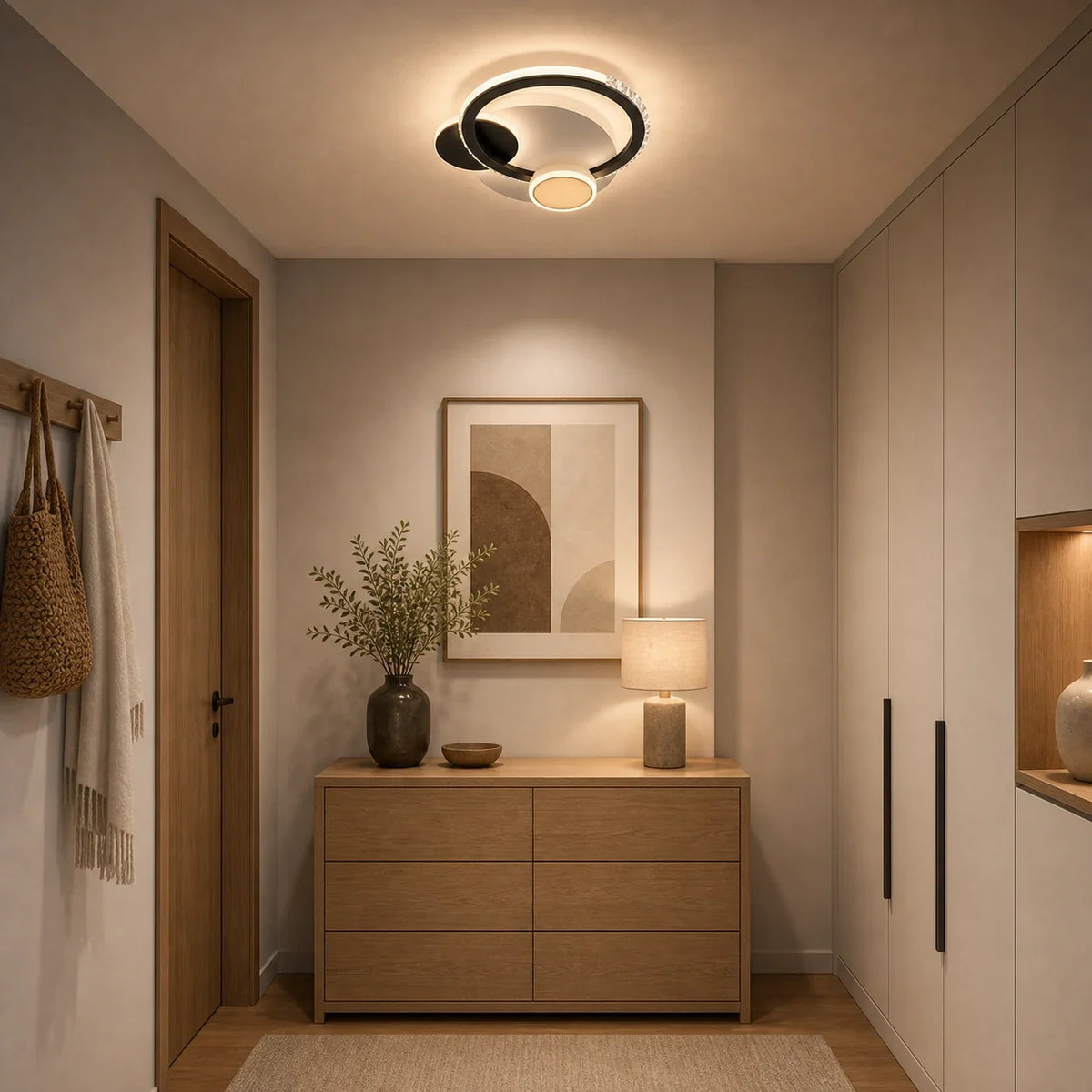 Lustra LED cu cristal PRISMIQ 45W, 3 Cercuri, lumina Rece/Calda/Neutra, Negru, imaginea 7