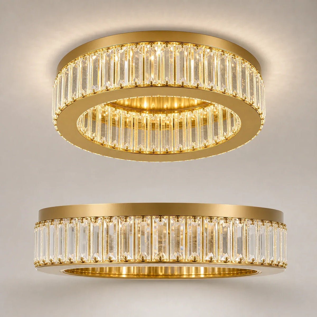 Lustra LED cu telecomanda si cristal VERTUS 31W, 50cm, Cerc, lumina Rece/Calda/Neutra, Dimabila, Auriu, imaginea 5