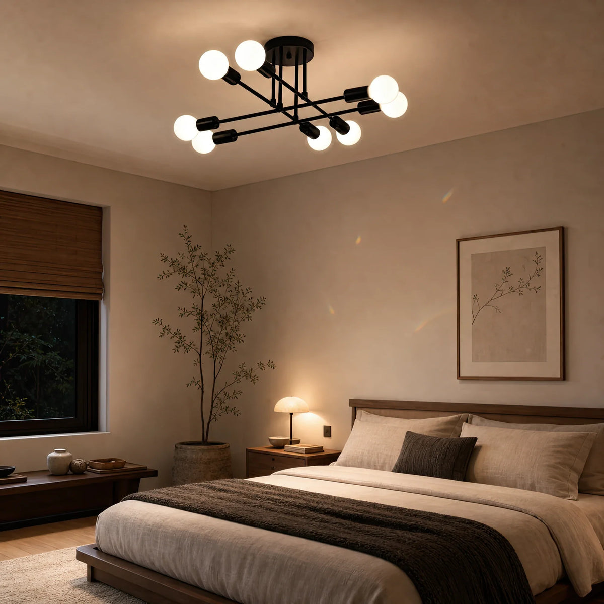 Lustra Clasica Modernist Octa, 8x E27, Negru, Design Modern, Metal, Fara Abajur, imaginea 11