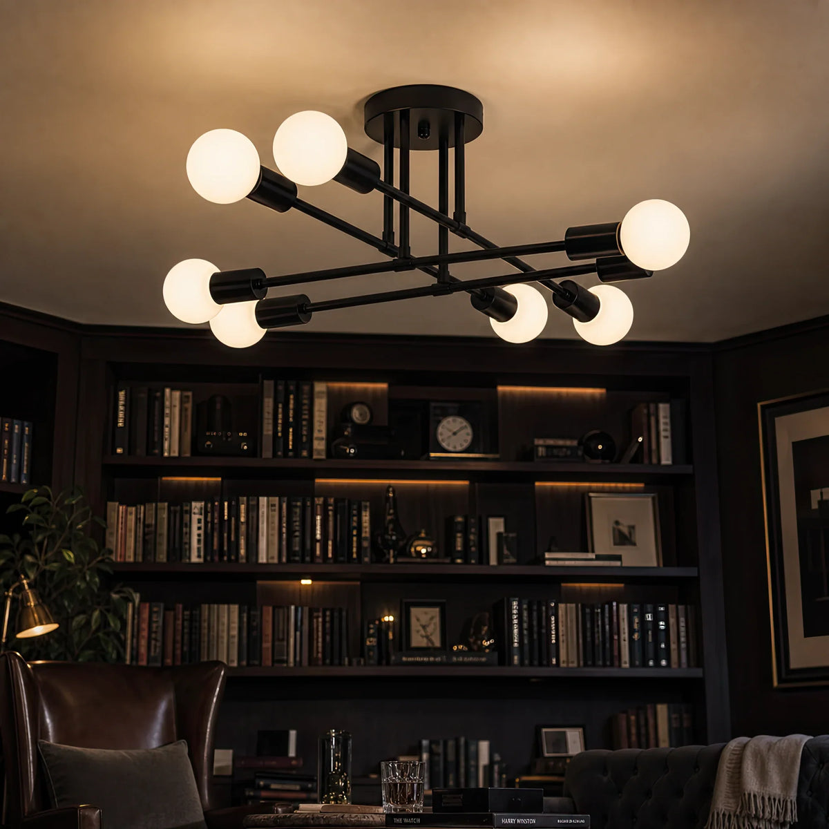 Lustra Clasica Modernist Octa, 8x E27, Negru, Design Modern, Metal, Fara Abajur, imaginea 14