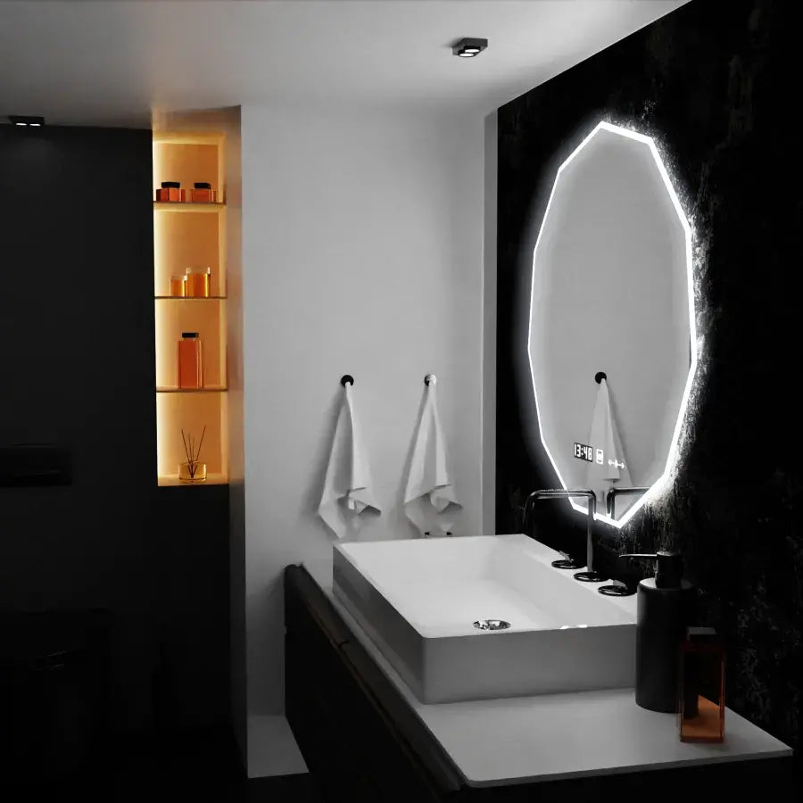 Oglinda LED 70cm, POLIGON Senzor MotionGlow Marcello, Sistem Dezaburire, Ceas & Termometru, Dimabila 084, imaginea 4