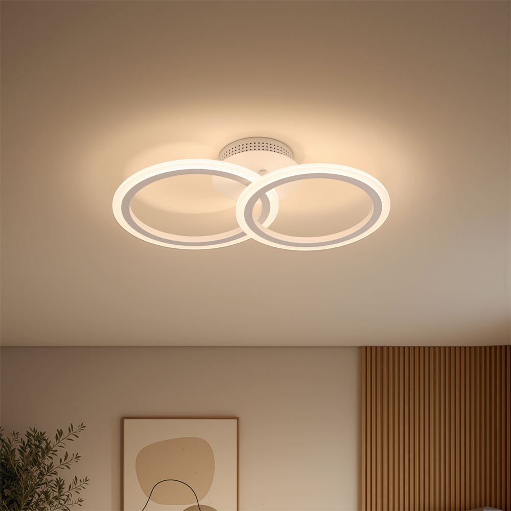 Lustra LED cu telecomanda BETTY 27W, 2 Cercuri, lumina Rece/Calda/Neutra, Dimabila, Alb, imaginea 1