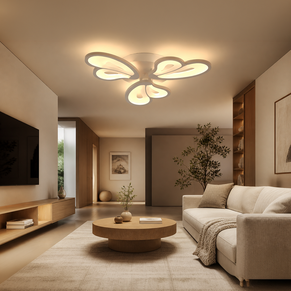 Lustra LED cu telecomanda BLOSSOM 40W, 3 Petale, lumina Rece/Calda/Neutra, Dimabila, Alb, imaginea 7