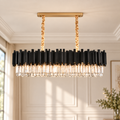 Candelabru Cristal BLOIS Regalis 10xE14, Lungime 80cm, Negru, Inaltime Reglabila