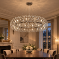 Candelabru Cristal SEGOVIA Magno 12x E14, Diametru 60cm, Crom Lucios, Inaltime Reglabila