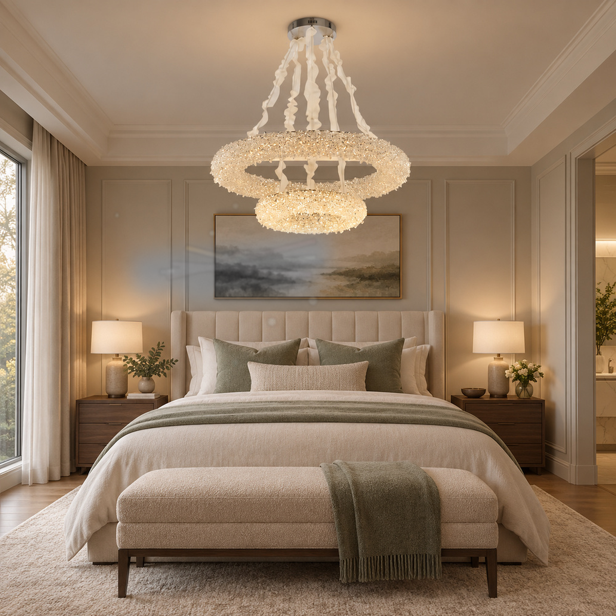 Candelabru Cristal, PRAGA Imperio, 78W, Diametru 71cm, Lumina Rece/Calda/Neutra, Auriu, Inaltime Reglabila