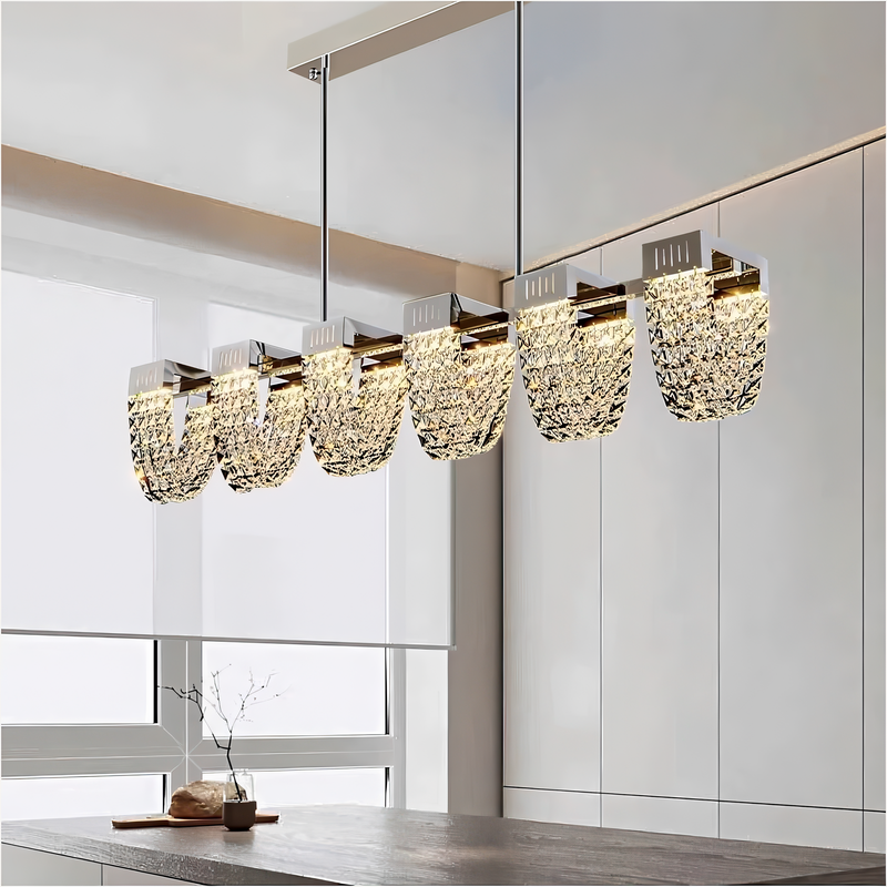 Lustra LED Suspendata, STRATUS Supremo, Cristal si Metal, 15W, Lumina Rece/Calda/Neutra 3000K/4000K/6000K, Iluminat Luxos
