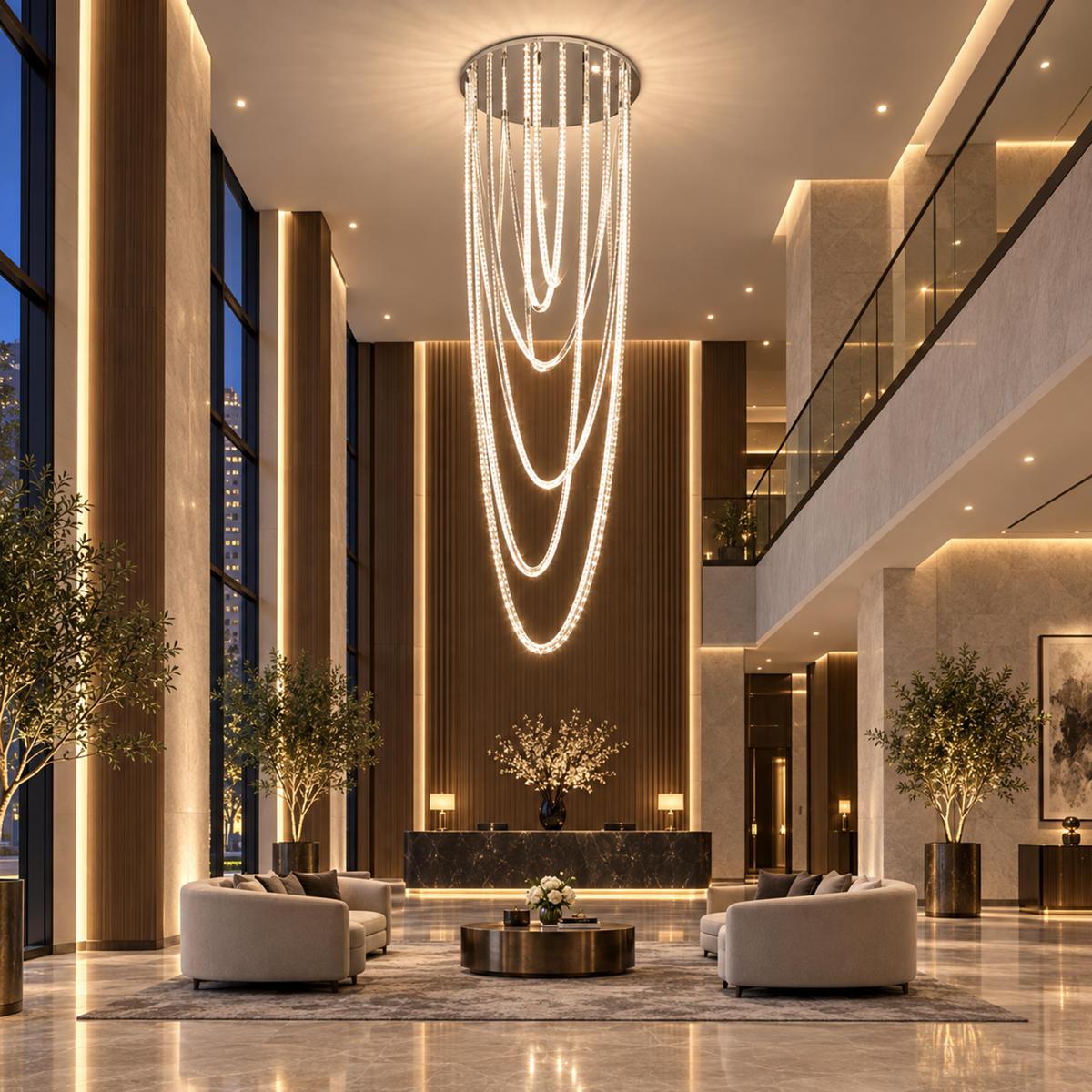 Candelabru LED cu Telecomanda, VEIL, Diametru 80 cm, Inaltime 200 cm, Lumina Rece/Neutra/Calda, Dimabila, Argintiu, Cristal, Metal