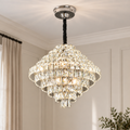 Candelabru Cristal Opal cu telecomanda, 110W, Diametru 35 cm, 3000K/4000/6000K, Crom Lucios, Inaltime Reglabila