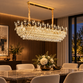 Candelabru Cristal FLORENCE Imperio 10x E14, 90cm, Auriu Lucios, Inaltime Reglabila