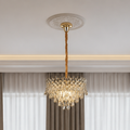 Candelabru Cristal MONARCH Nobile 3xE14, Diametru 40cm, Inaltime 35cm, Auriu Lucios, Inaltime Reglabila, Design Elegant