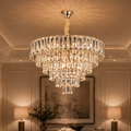 Candelabru Cristal VALMONT Magno 12xE14, D60 cm, Auriu, Inaltime Reglabila, Metal si Cristal
