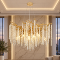 Candelabru Cristal ARBUS Regalis, Φ80cm, 10xE14, Auriu, Metal si Cristal