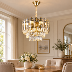 Candelabru Cristal Alfred 3 x E14 Auriu