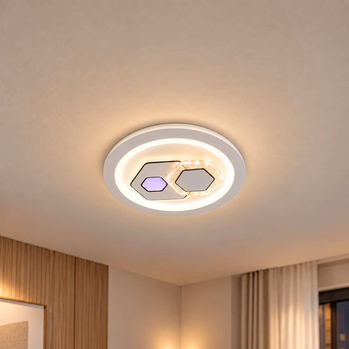 Lustra LED KATHLEEN RGB 16W, lumina Calda/Neutra, Alb, imaginea 1