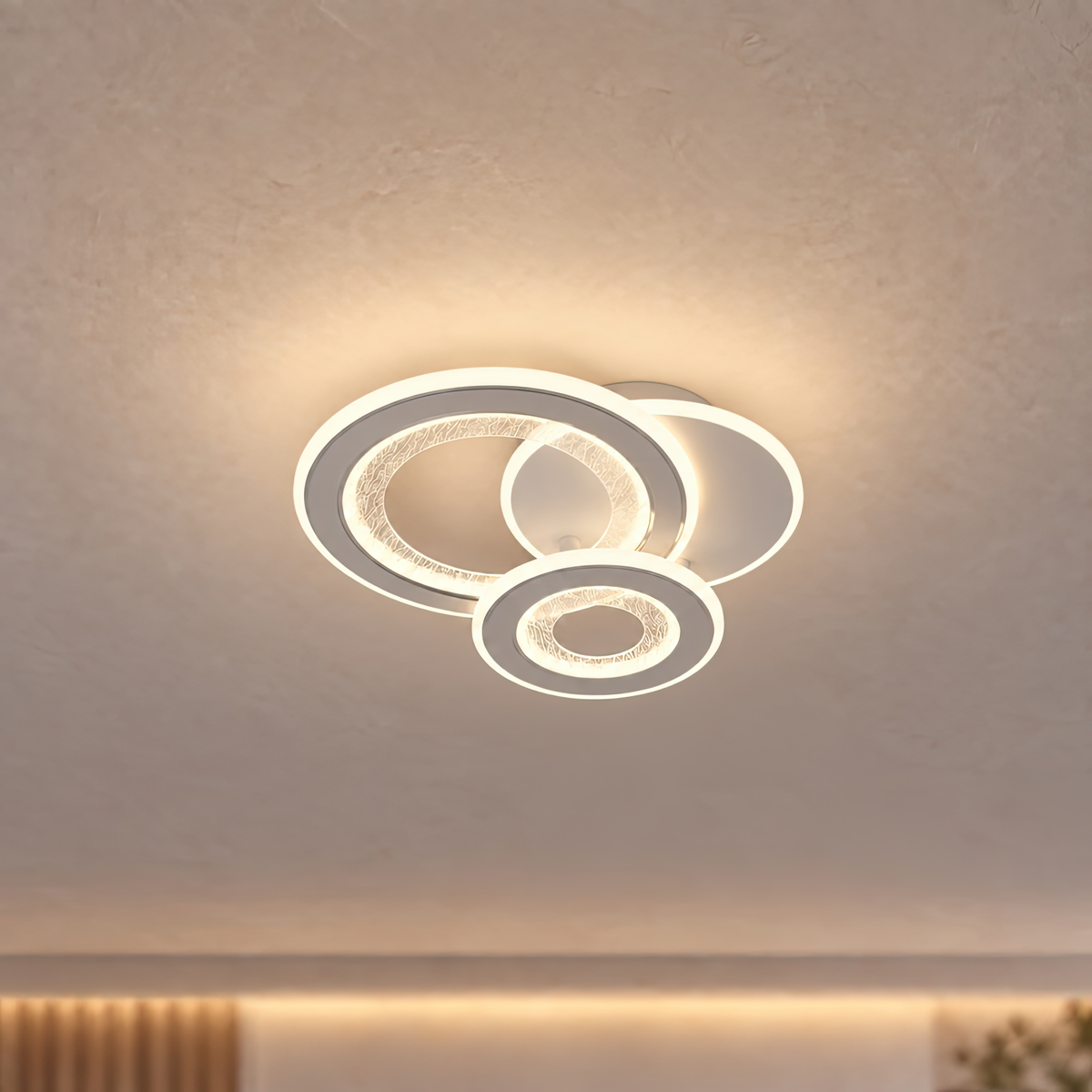 Lustra LED 53W, 3 Cercuri, lumina Rece/Calda/Neutra, Alb, imaginea 1