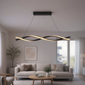Lustra LED Suspendata cu Telecomanda, FLUX, 27W, 97cm, Lumina Rece/Calda/Neutra 3000K/4000K/6000K, Dimabila, Negru, Inaltime Reglabila