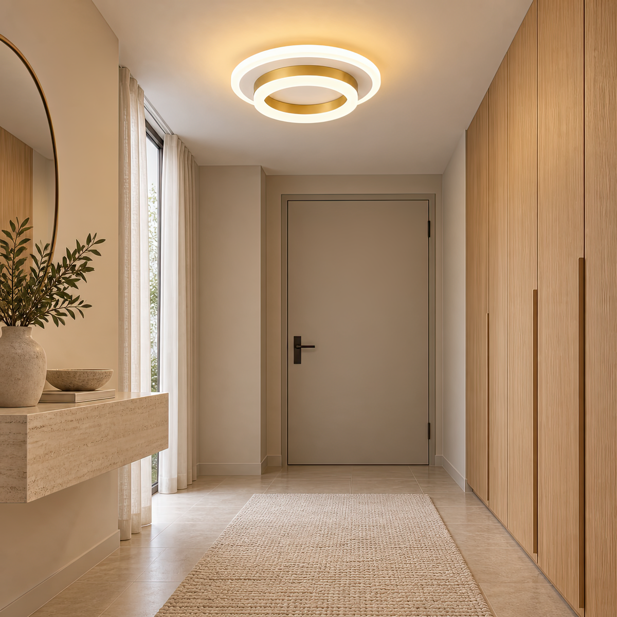 Lustra LED SOLENA ROTONDA 21W, Diametru 20cm, lumina Rece/Calda/Neutra, Alb Auriu, imaginea 9