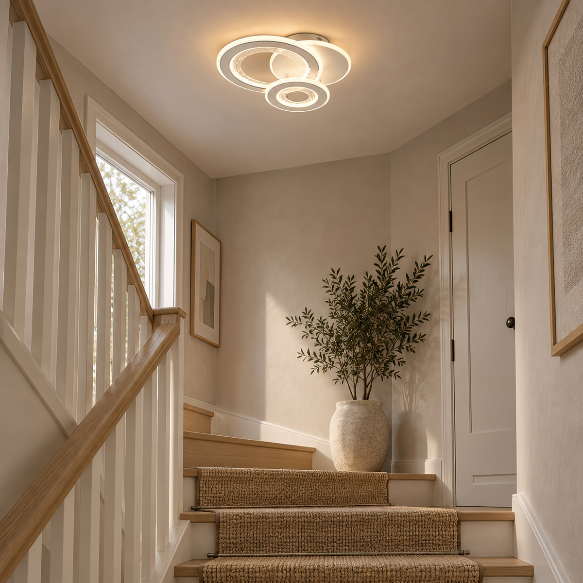 Lustra LED 53W, 3 Cercuri, lumina Rece/Calda/Neutra, Alb, imaginea 9