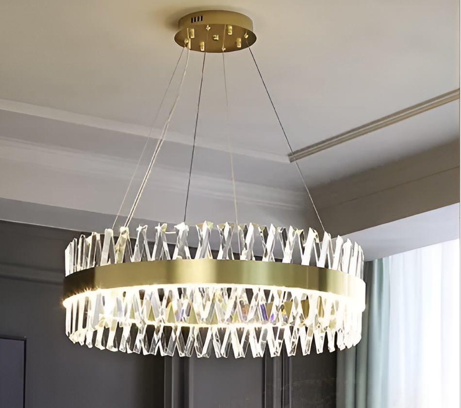Candelabru LED CASERTA Magno cu Telecomandă, 68W, Dimabil, 3000K/4000K/6000K,Diametru 60cm, Auriu