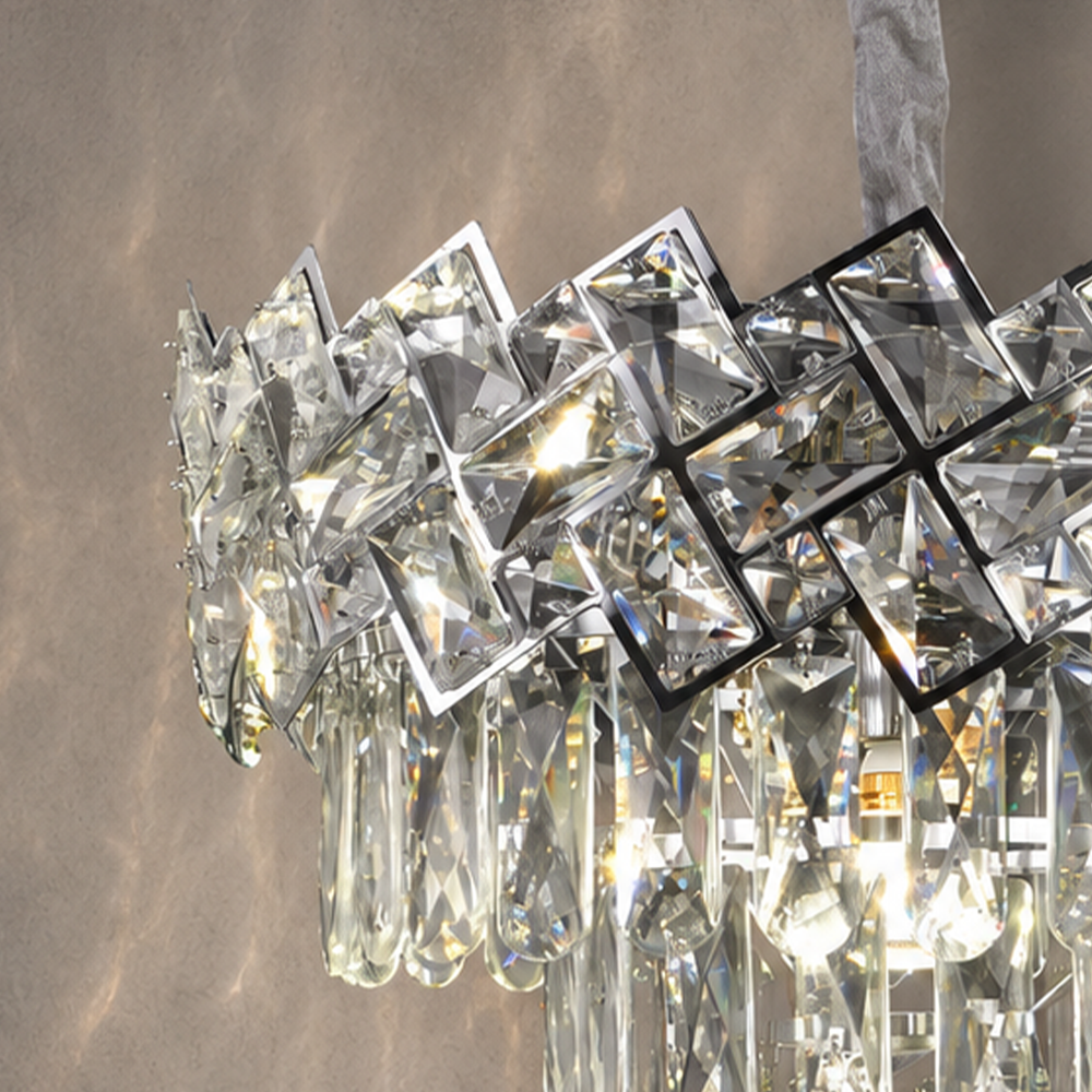 Candelabru Cristal WINDSOR Nobile 5xE14, Diametru 39cm, Crom Lucios, Inaltime Reglabila, imaginea 2