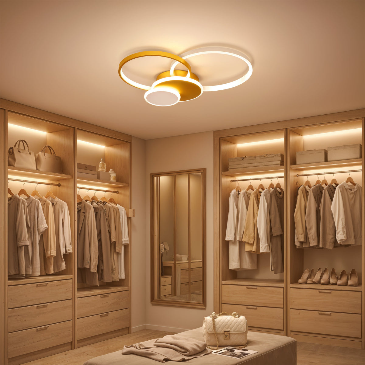 Lustra LED cu telecomanda KILLIAN 80W, 4 Cercuri, lumina Rece/Calda/Neutra, Dimabila, Auriu, imaginea 14