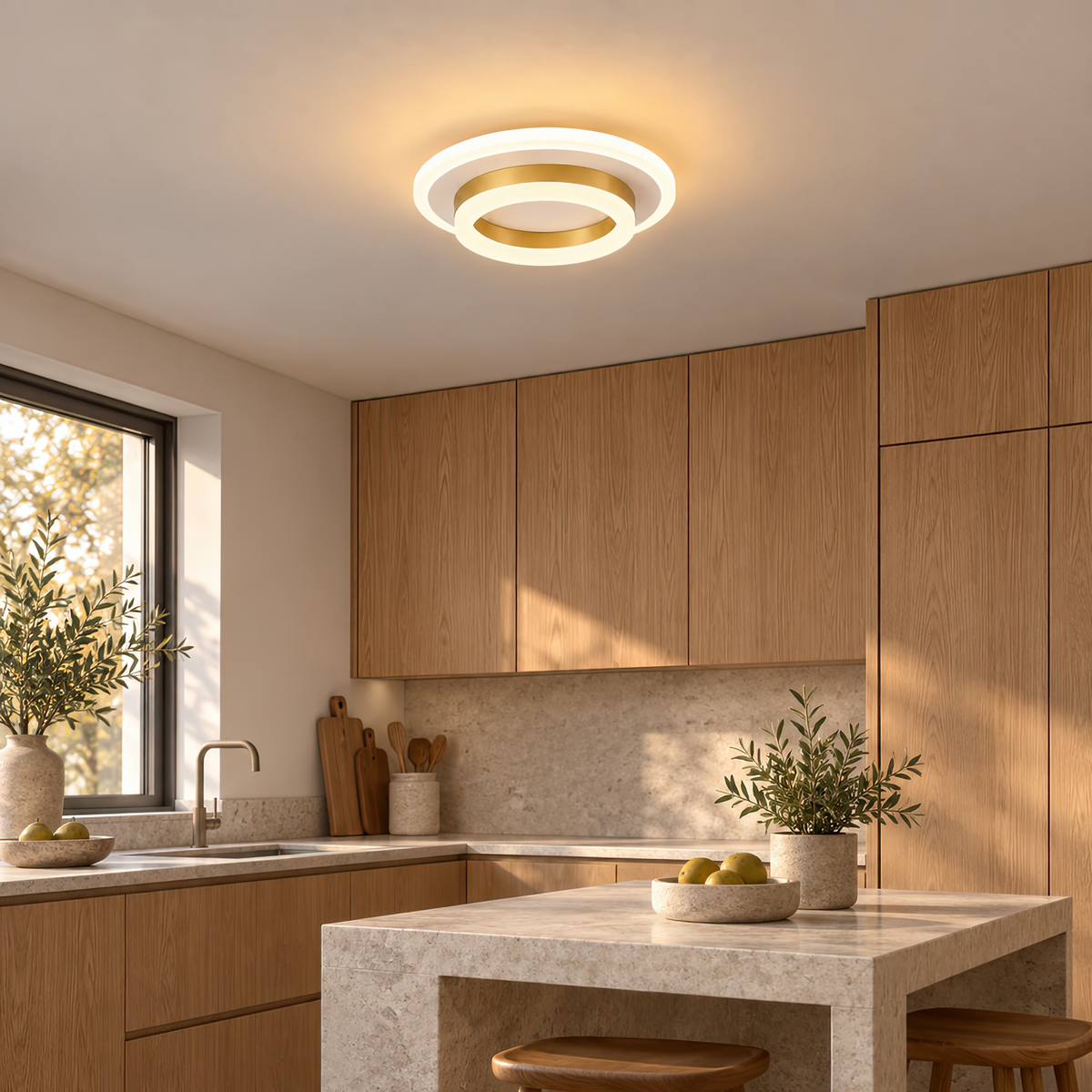 Lustra LED SOLENA ROTONDA 21W, Diametru 20cm, lumina Rece/Calda/Neutra, Alb Auriu, imaginea 10