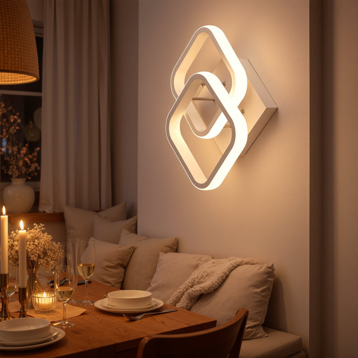 Lustra LED VERTEX Matrix, Romburi Suprapuse, Rame Metalice, 24W, 2 Romburi, Lumina Rece/Calda/Neutra 3000K/4000K/6000K, Alb, imaginea 9
