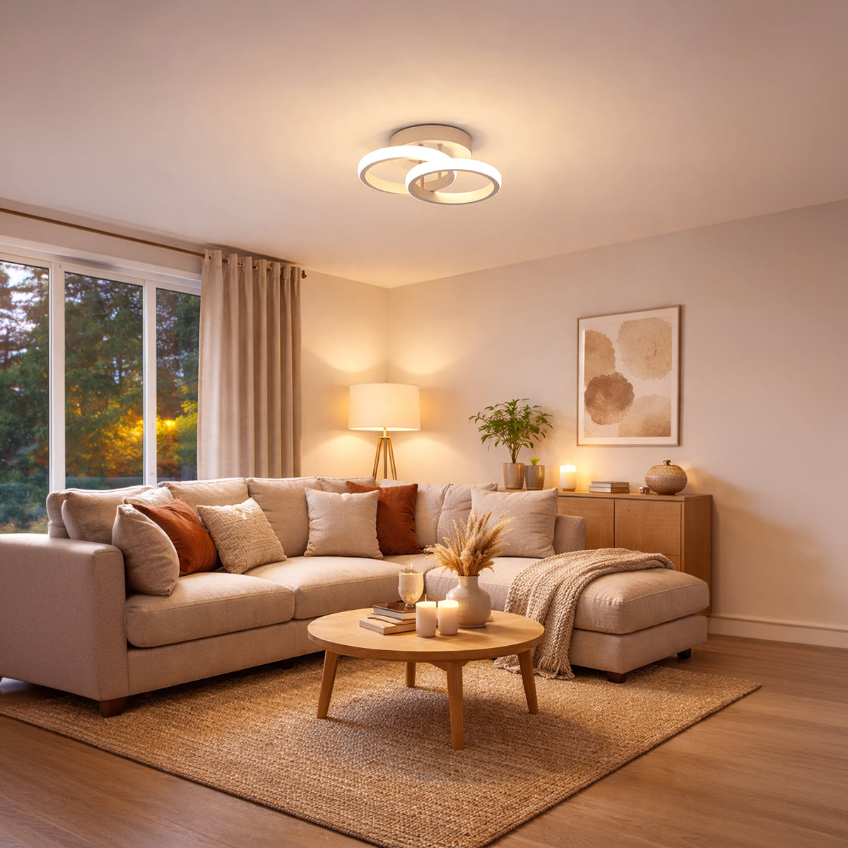 Lustra LED VERTEX CIRCULA 21W, 2 Cercuri, Rame Metalice, lumina Rece/Calda/Neutra, Alb, imaginea 8