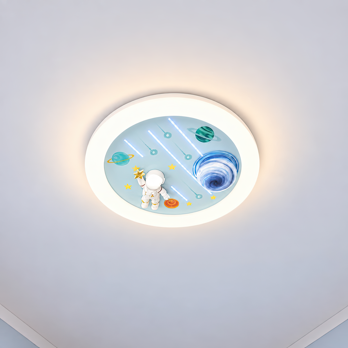 Lustra LED CONSTELATION cu telecomanda 64W, Diametru 50cm, lumina Rece/Calda/Neutra, Alb Albastru