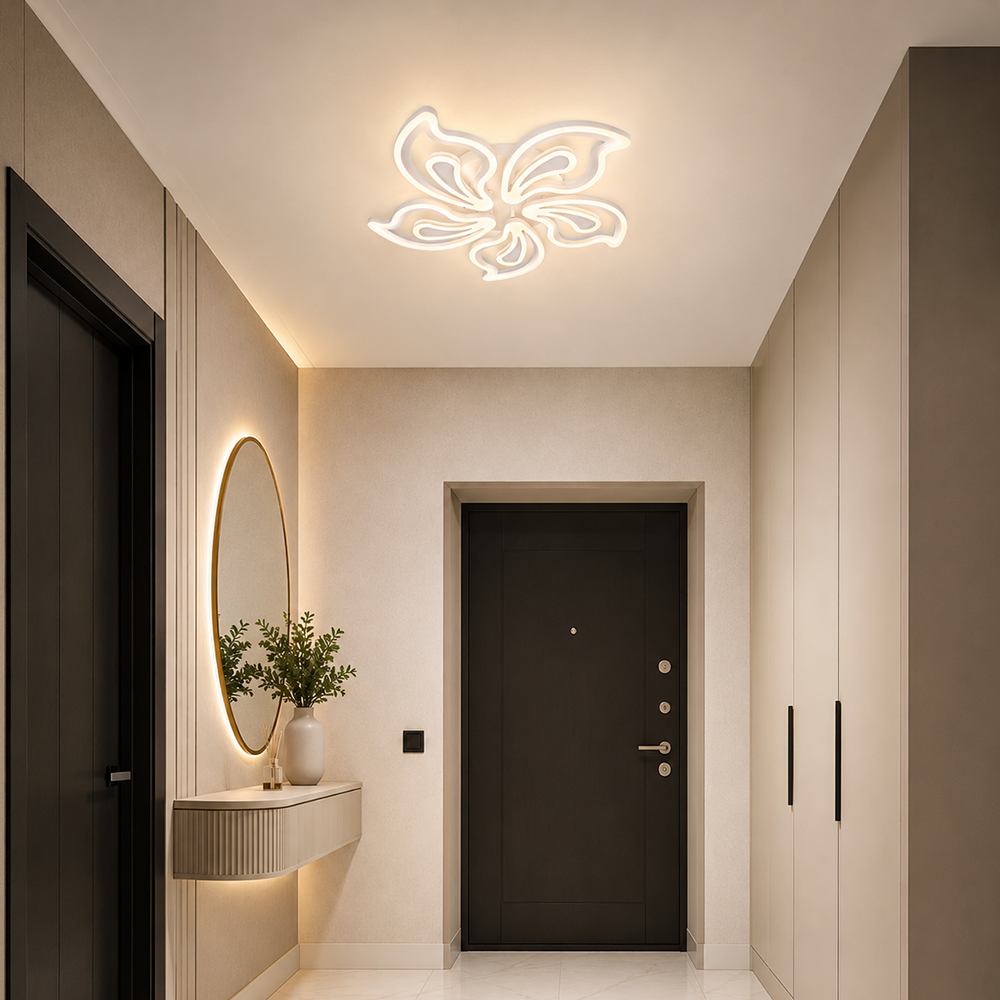 Lustra LED cu telecomanda GLORIOSA 95W, 5 Petale, lumina Rece/Calda/Neutra, Dimabila, Alb, imaginea 9